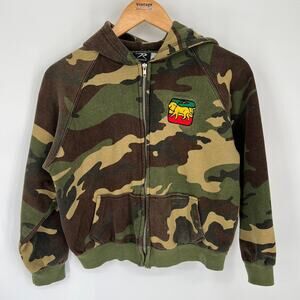 Rothco Hoodie Kids L Green Camouflage Kangaroo Pocket Raglan Sleeve Full Zip